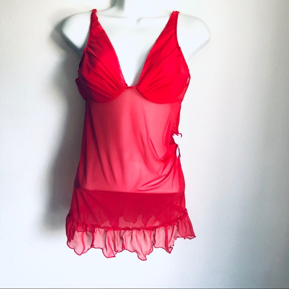 VICTORIA SECRET RED BABYDOLL.SIZE 36 C - Picture 2 of 7
